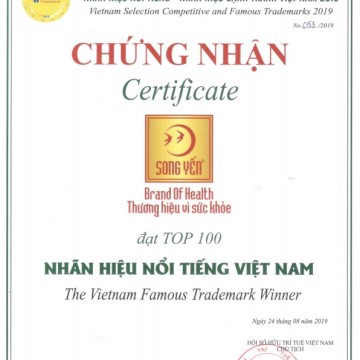 SONG YẾN 2 NĂM LIÊN TIẾP ĐƯỢC VINH DANH “NHÃN HIỆU NỔI TIẾNG VIỆT NAM”